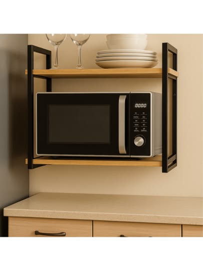 Étagère murale Neil Decor avec micro-ondes installé dans une cuisine
